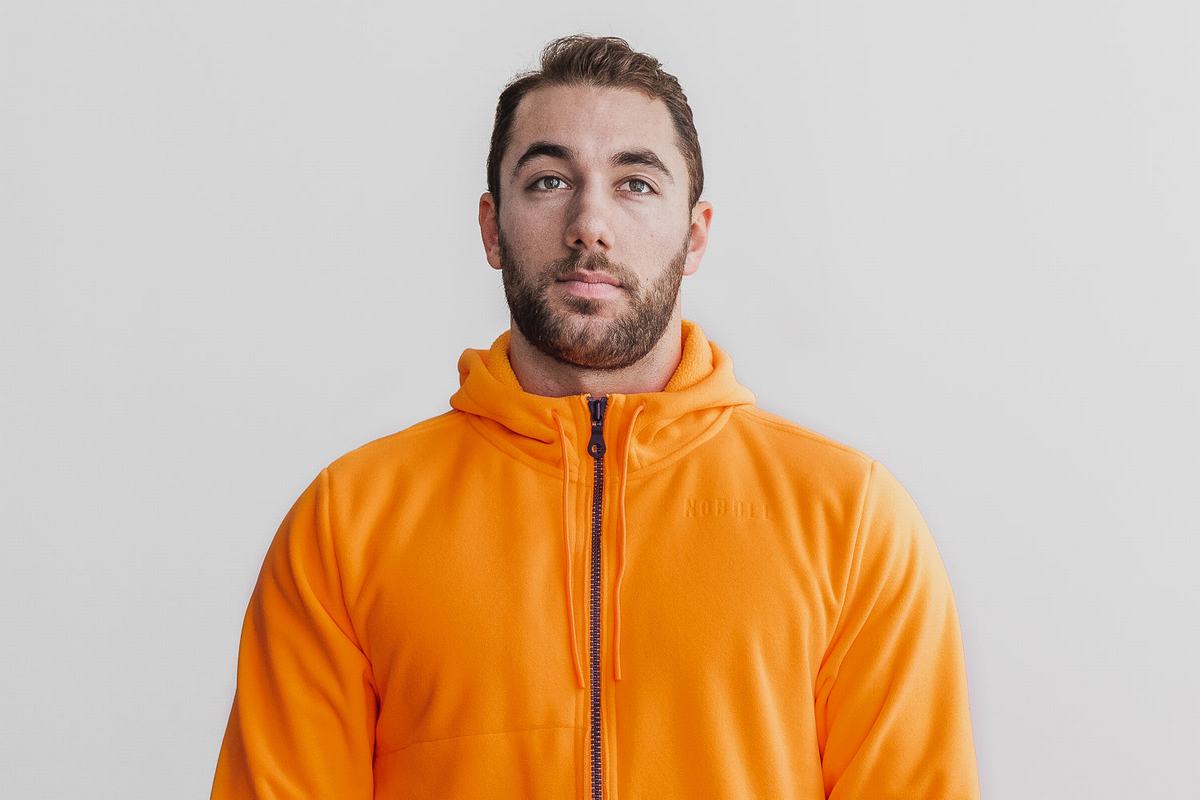 Nobull Arctic Zip-up Neon Men's Jackets Orange | Australia (NK3206)